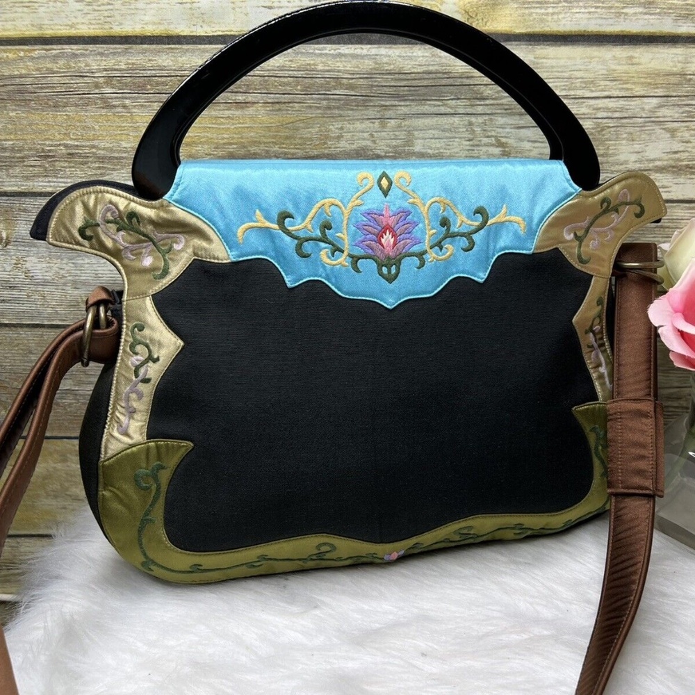 OOVOO Floral Embroidered Silk Thread Purse Shoulder Bag Crossbody Satchel Tote